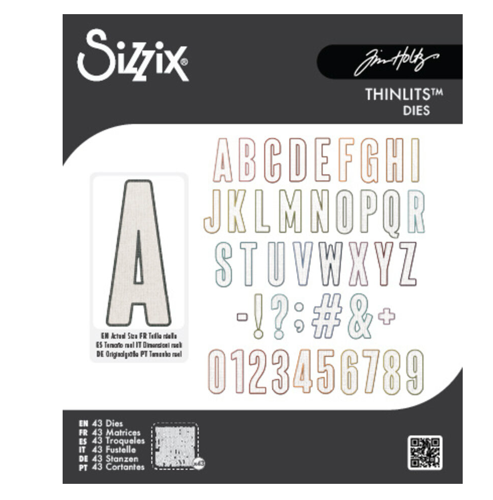 Tim Holtz - Sizzix - Thinlits Die - Alphanumeric Bulletin (43 pcs)