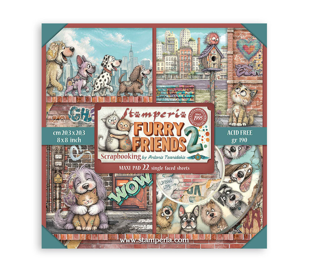Stamperia - Furry Friends 2 8x8 Inch Paper Pack (Single Face)