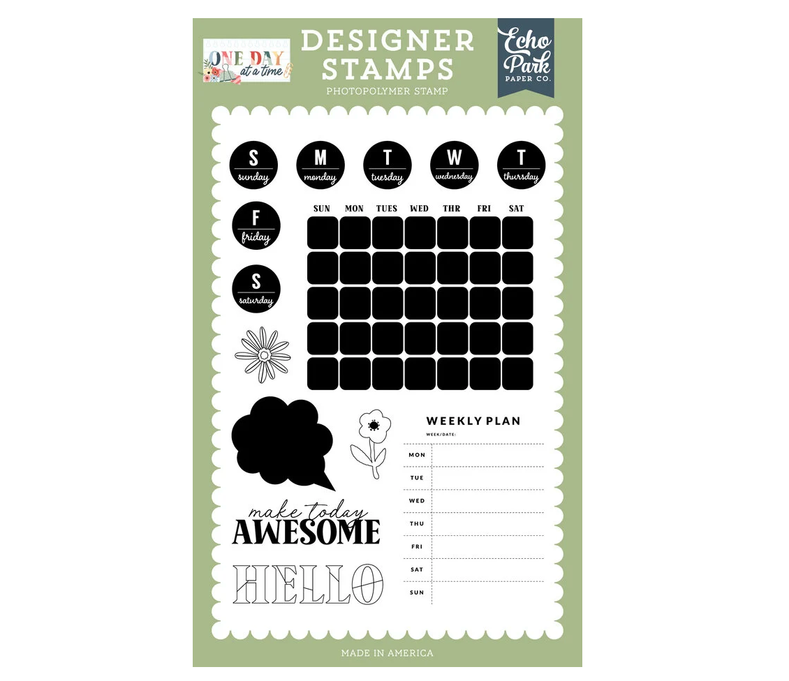Echo Park - One Day At A Time Designer Stamp Set Weekly Plan