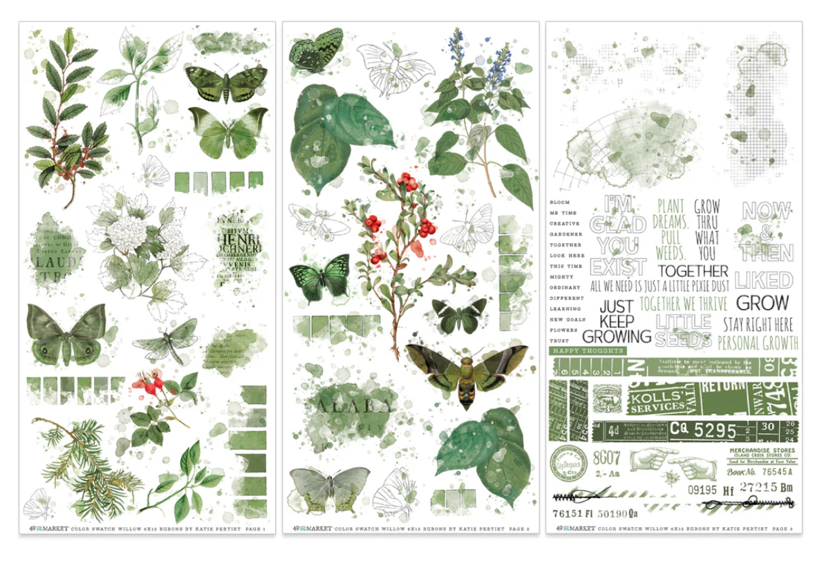 49 und Markt – Farbmuster Willow – Willow Rub-on Transfer Set