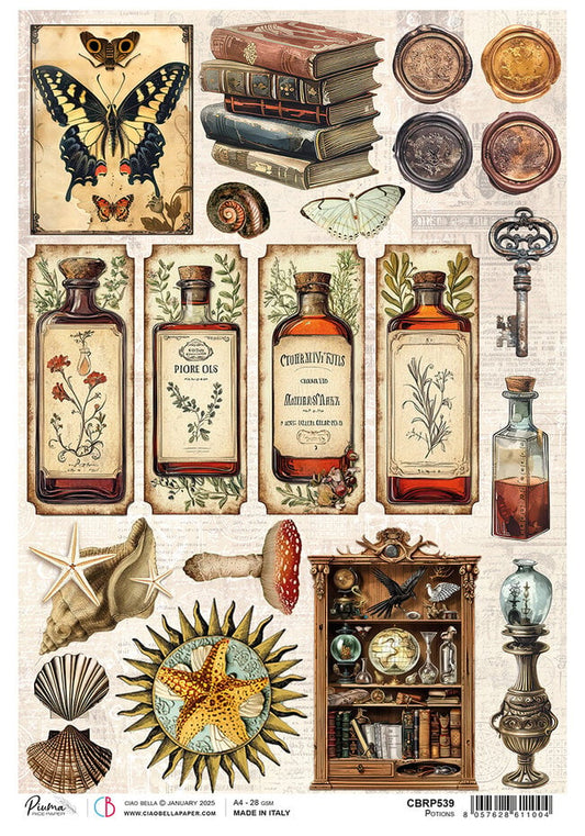 Ciao Bella cabinet of curiosities ricepaper A4