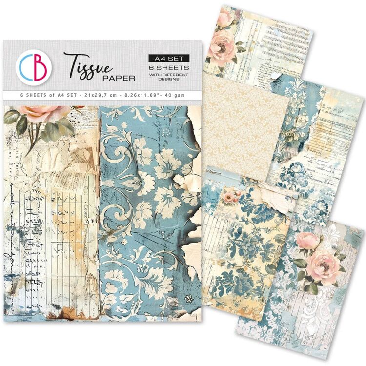 Ciao Bella - Tissue Paper A4 French Blue set 6 sheets