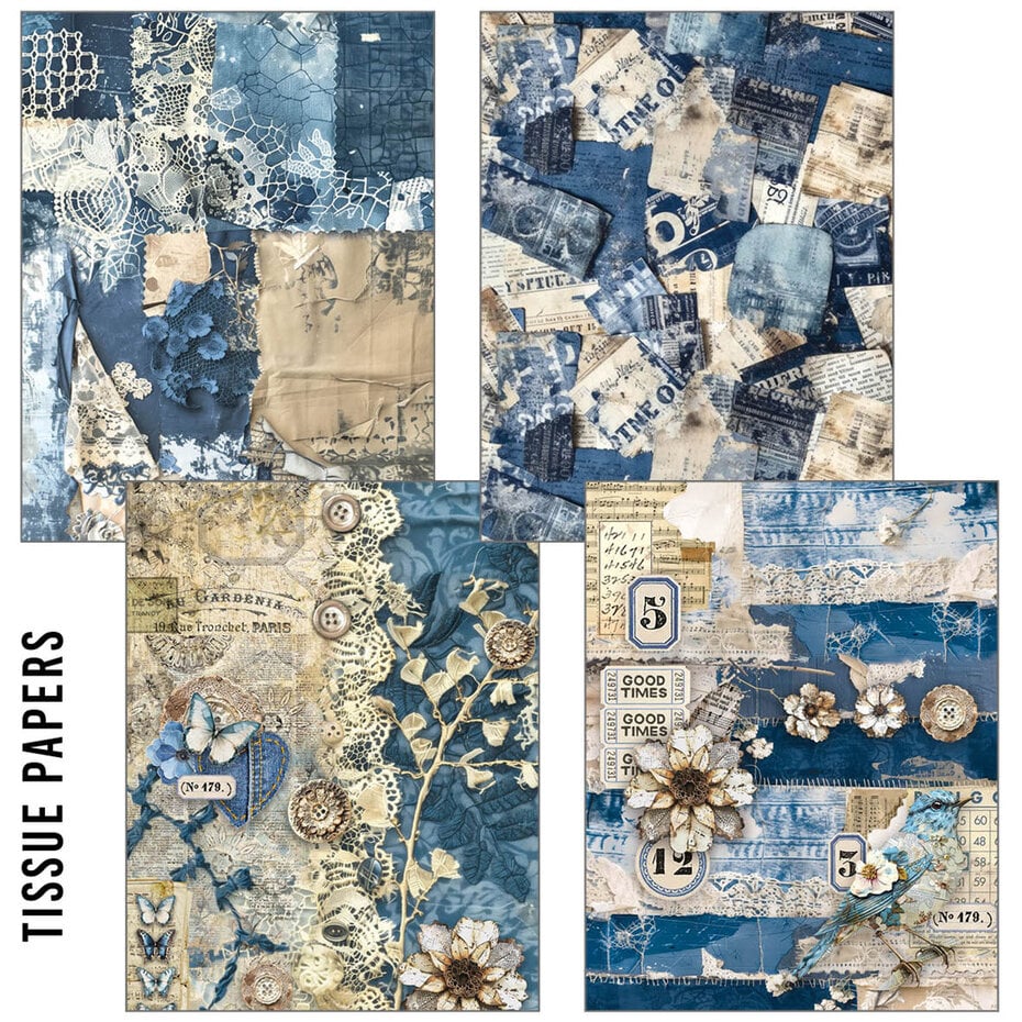 Ciao Bella - Urban blue denim craftmix mixed A5 paper pack (8 pcs)