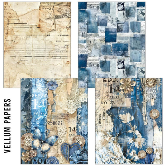 Ciao Bella - Urban Blue Denim Craft Mix gemischtes A5-Papierpaket (8 Stück)