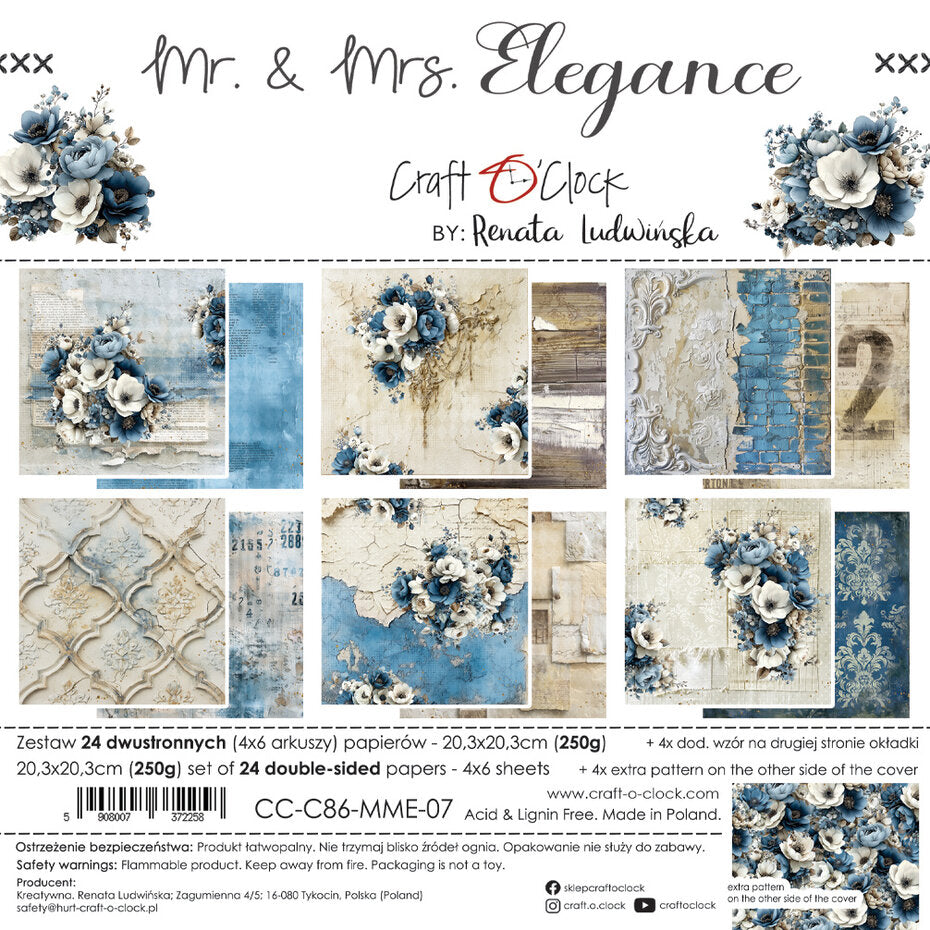 Craft o' clock - Mr. & Mrs. Elegance 8x8 Inch Paper Set by Renata Ludwinska