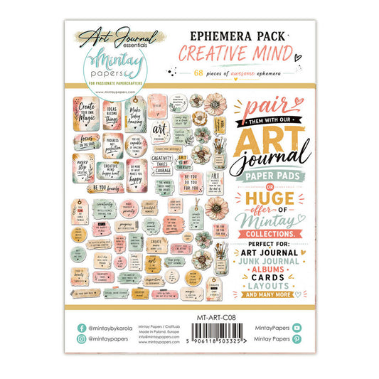 Mintay Papers - Art Journal Ephemera Pack Creative Mind