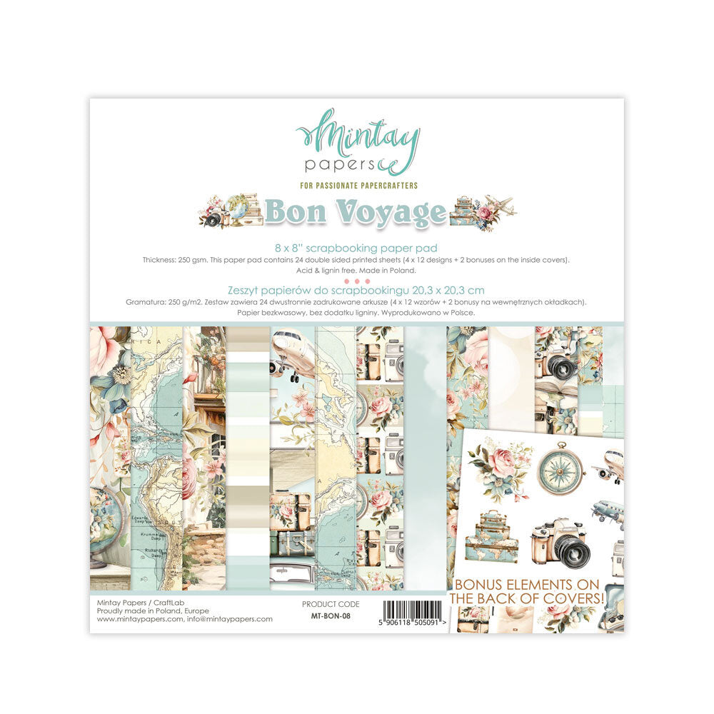 Mintay Papers - Bon Voyage - 8x8 scrapbooking paper set
