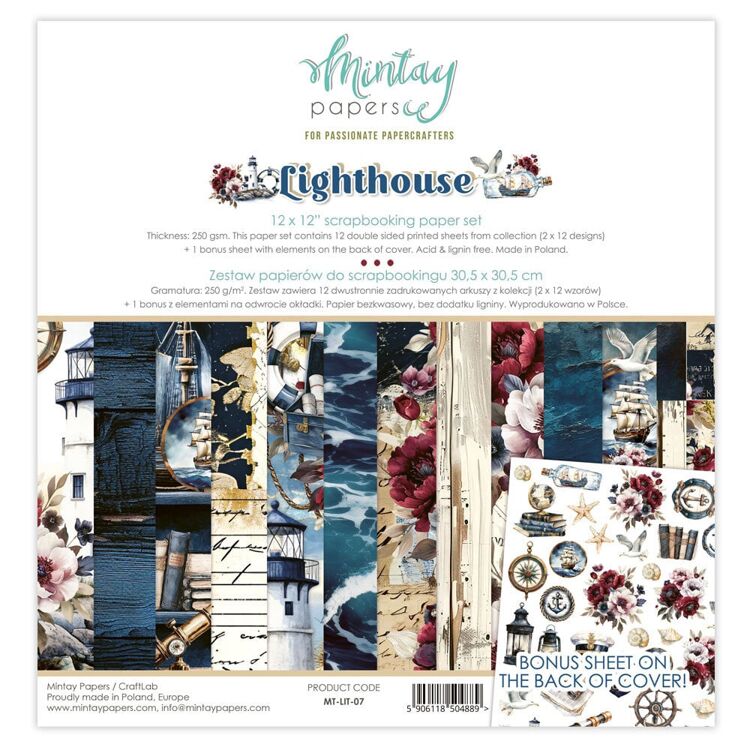 Mintay Papers - Lighthouse - 12x12 scrapbooking paper set