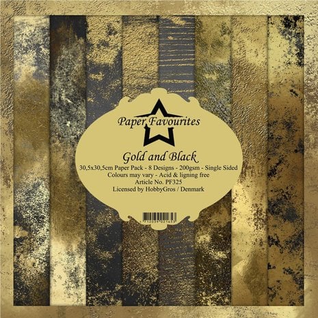 Paper Favourites – Papierpaket in Gold und Schwarz, 30,5 x 30,5 cm