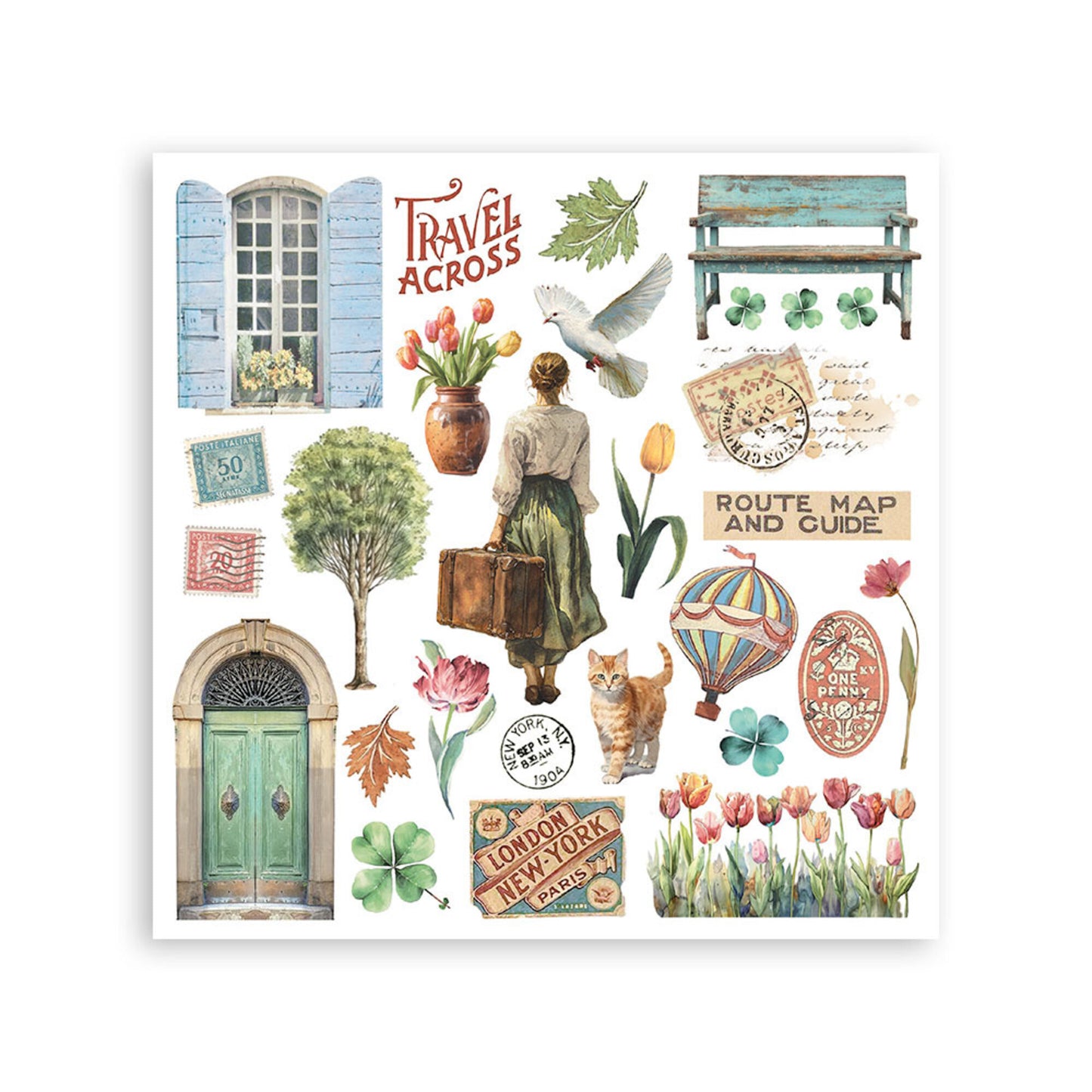 Stamperia - Art of Travelling Rub On kit