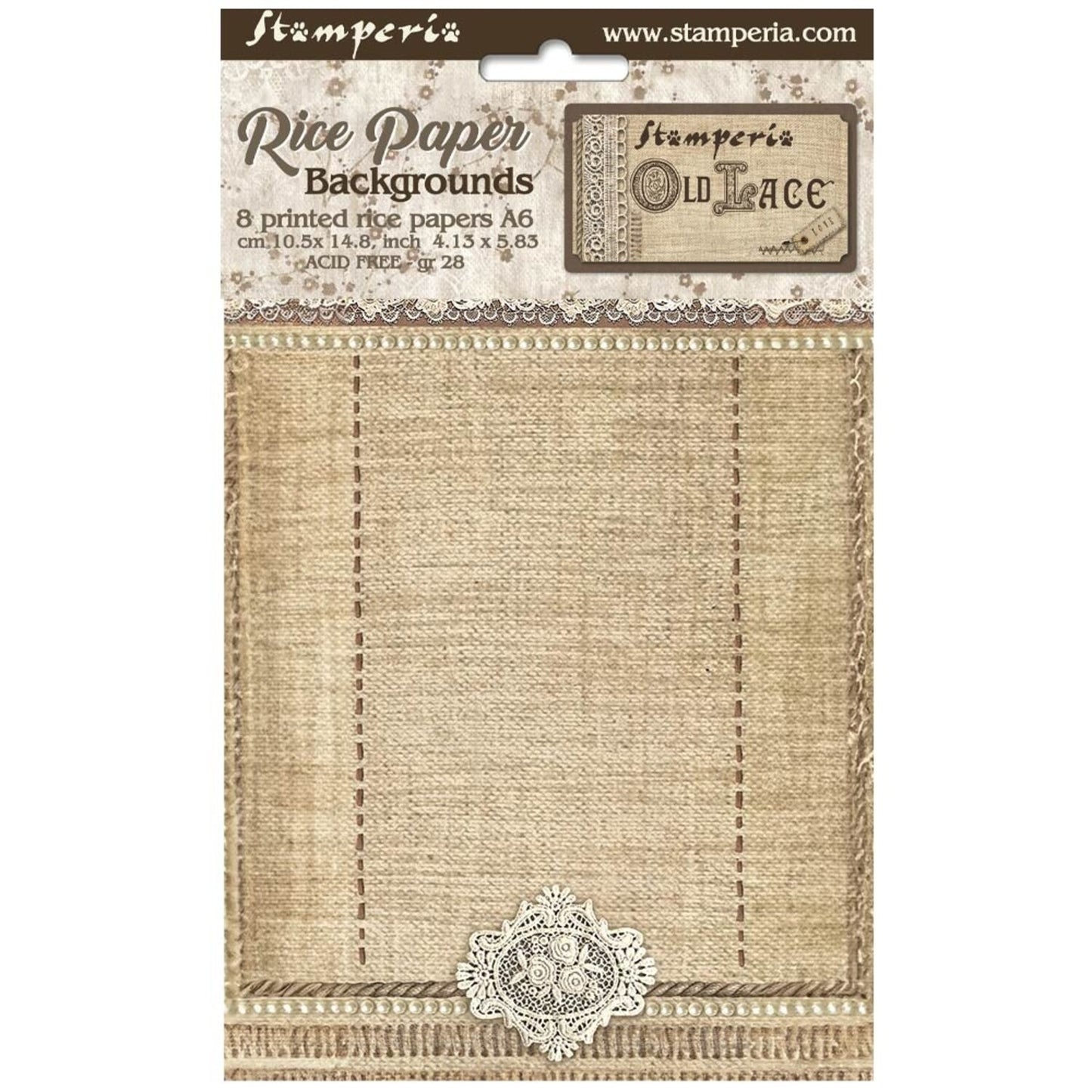 Stamperia - rice paper A6 Old Lace