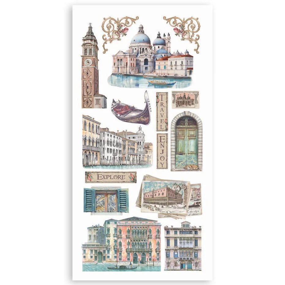Stamperia – Venedig, Stadt der Kunst – 6 x 12 Zoll große Papierausschnitte (4 Stück)