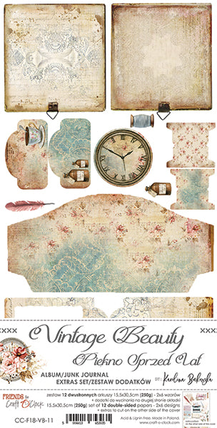 Craft O'Clock - VINTAGE BEAUTY - JUNK JOURNAL extras set