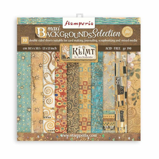 Stamperia -  Maxi Backgrounds Selection Klimt 12x12 inch paper pack
