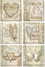 Stamperia - rice paper A4 heart frames