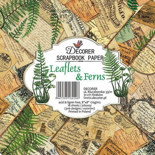 Decorer - Leaflets & Ferns 8x8 scrapbook paper