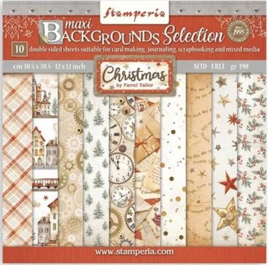 Stamperia - Christmas - Maxi backgrounds selection 12x12 inch