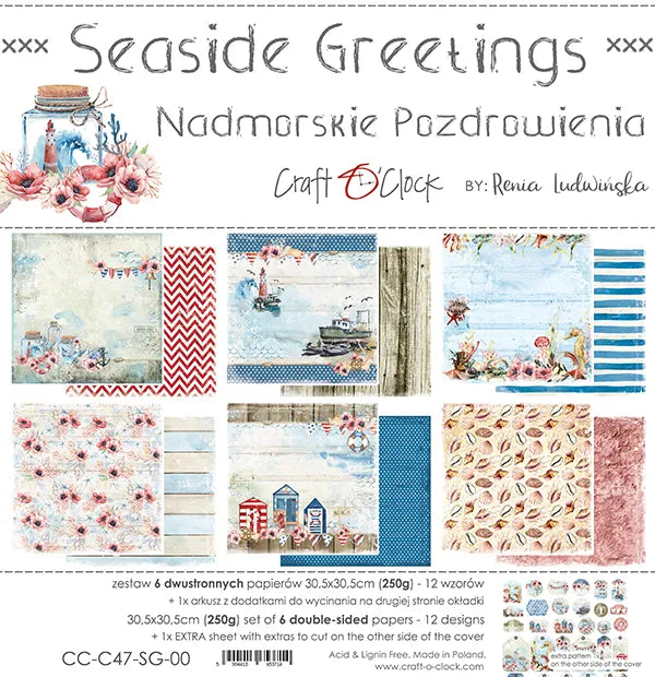 Craft o' Clock Seaside greetings paperset