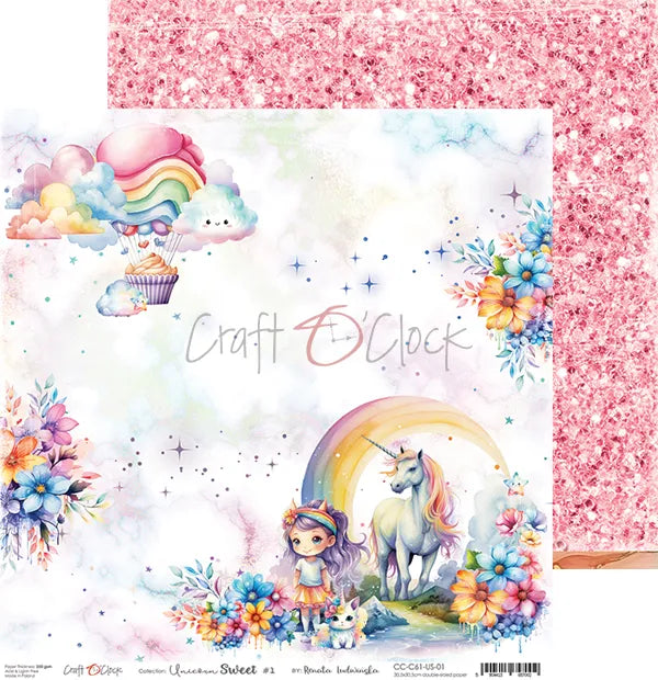 Craft o' Clock Unicorn Sweet paper set