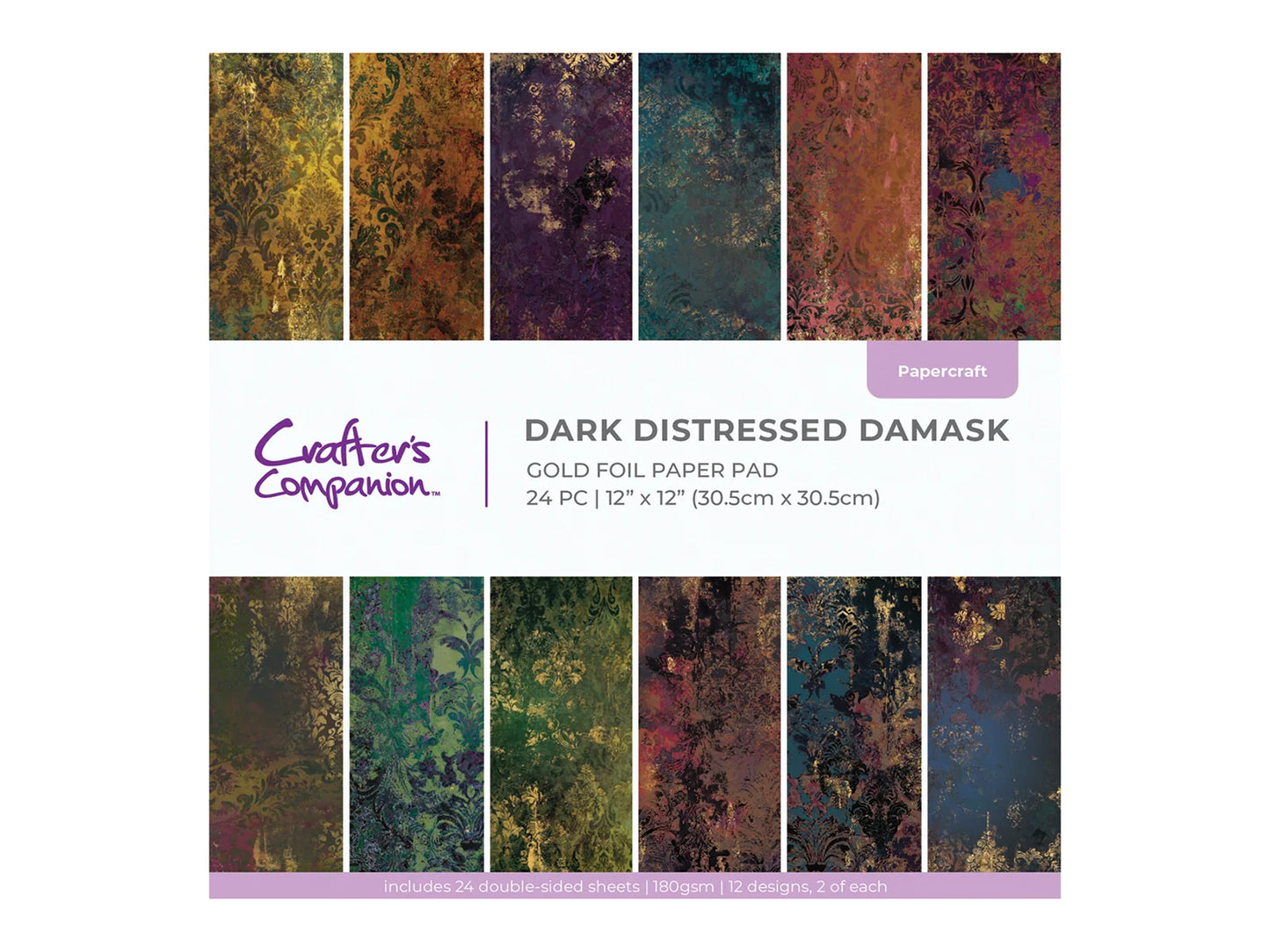 Craft Consortium - Paper pad - Dark Distressed Damask