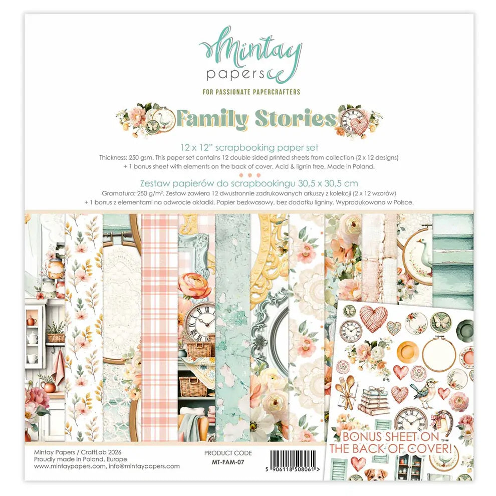 Mintay Papers - Family Stories - 12x12 scrapbooking paper set