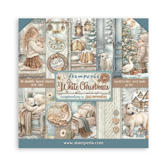 Stamperia - White Christmas - 10x dubbelzijdig 8x8 inch
