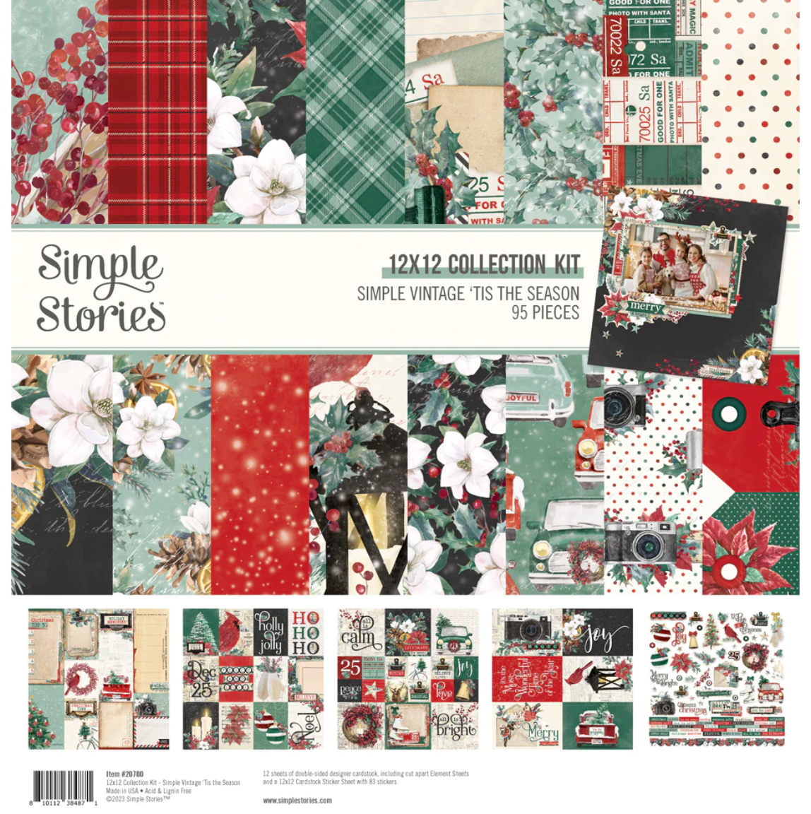 Simple Stories - 12x12 Collection Kit - Simple Vintage 'Tis The Season - 95 pieces