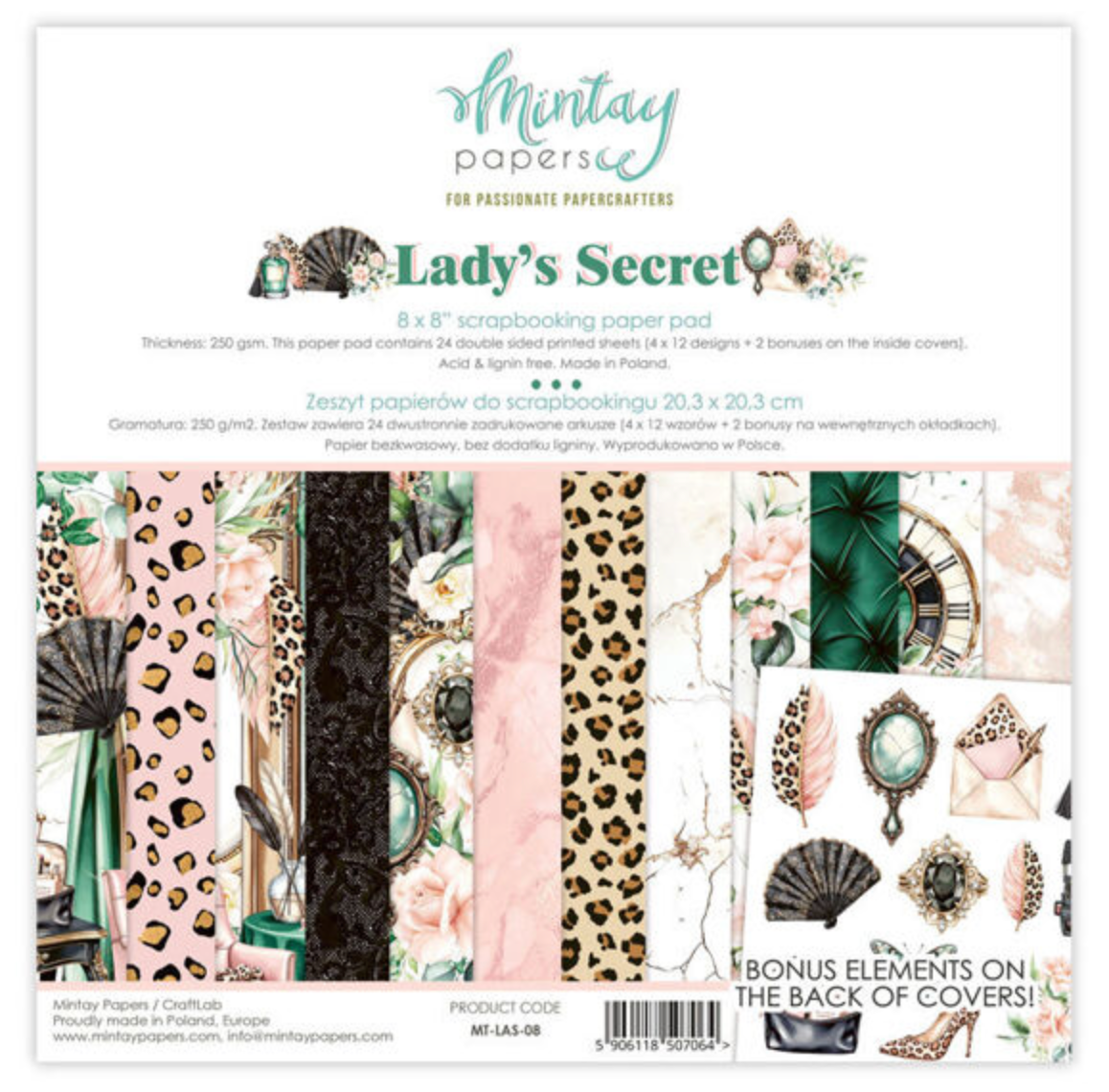 Mintay Papers - Lady's Secret - 8x8 scrapbooking paper set