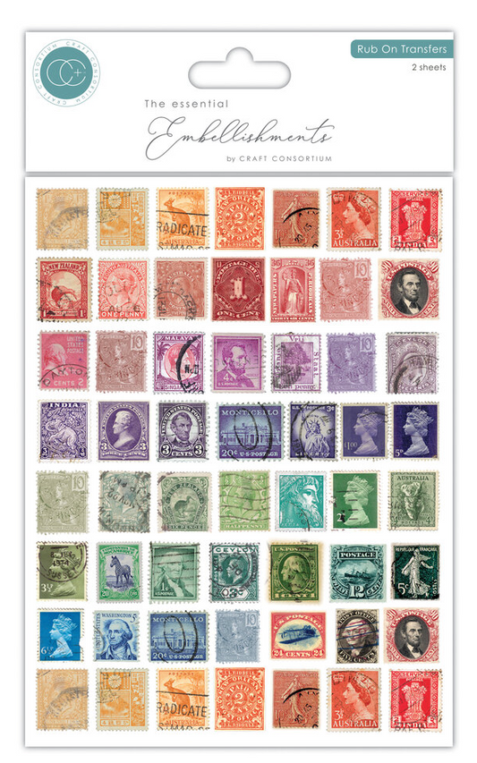 Craft Consortium - The Collector Rub on Transfers Used Stamps