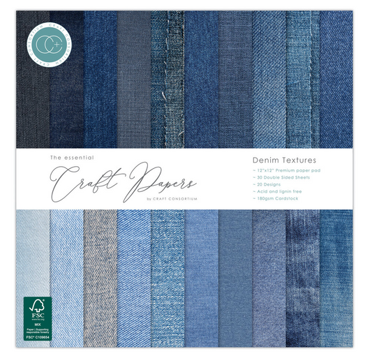Craft Consortium - Paper pad - Denim Textures