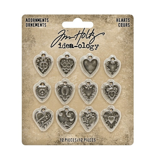 Idea-ology Tim Holtz Adornments Hearts (12 stuks)