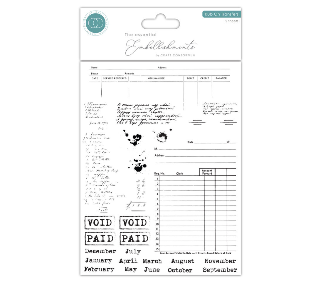 Craft Consortium - Old Ledger Premium Rub-on Transfers Set