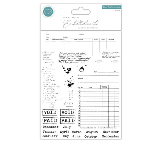 Craft Consortium - Old Ledger Premium Rub-on Transfers Set