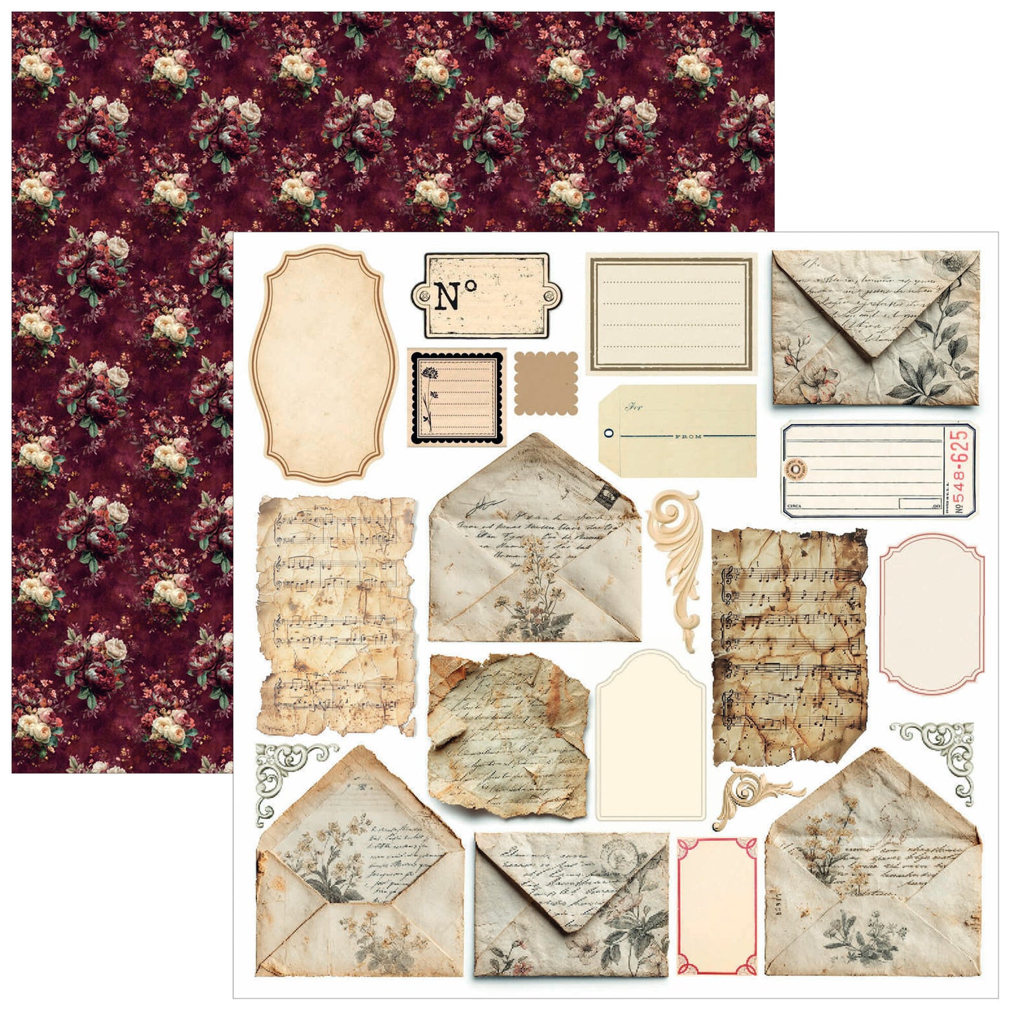 Ciao Bella Bohemian Burgundy fussy cut pad