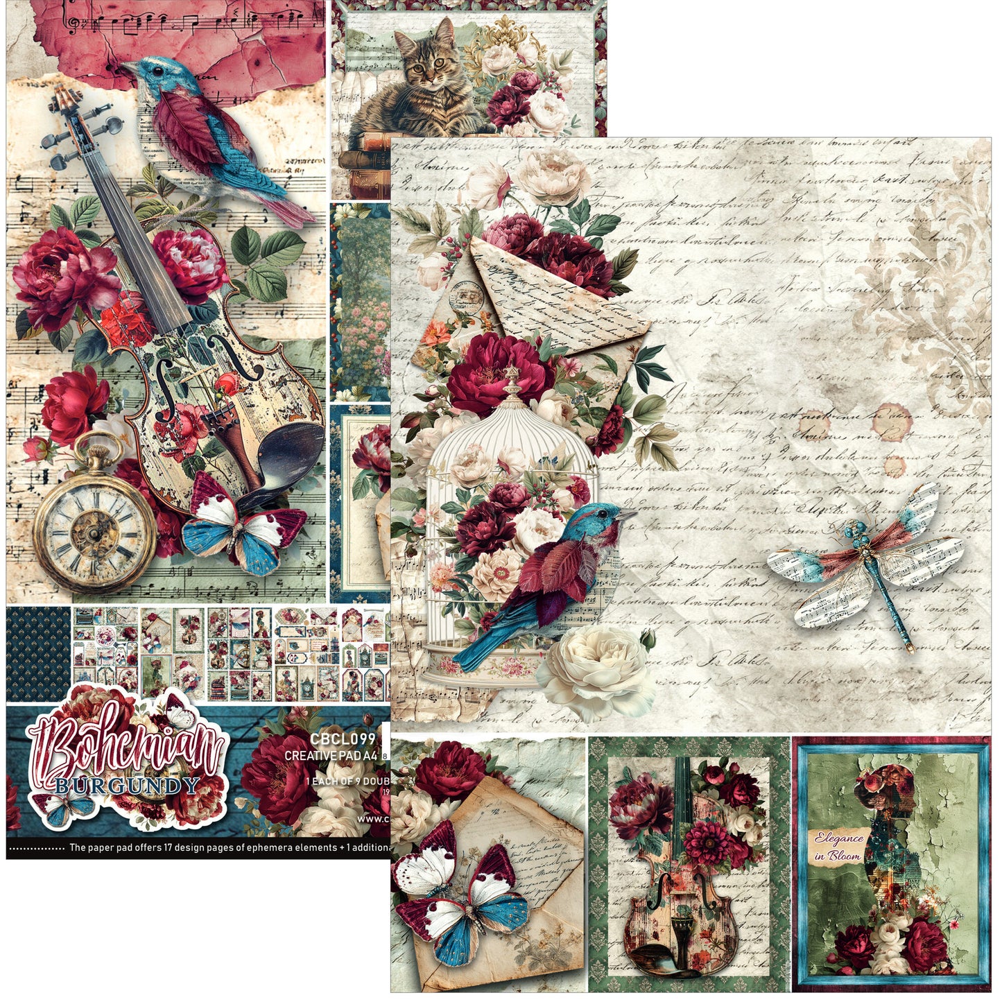 Ciao Bella, Bohemian Burgundy creative A4 pad