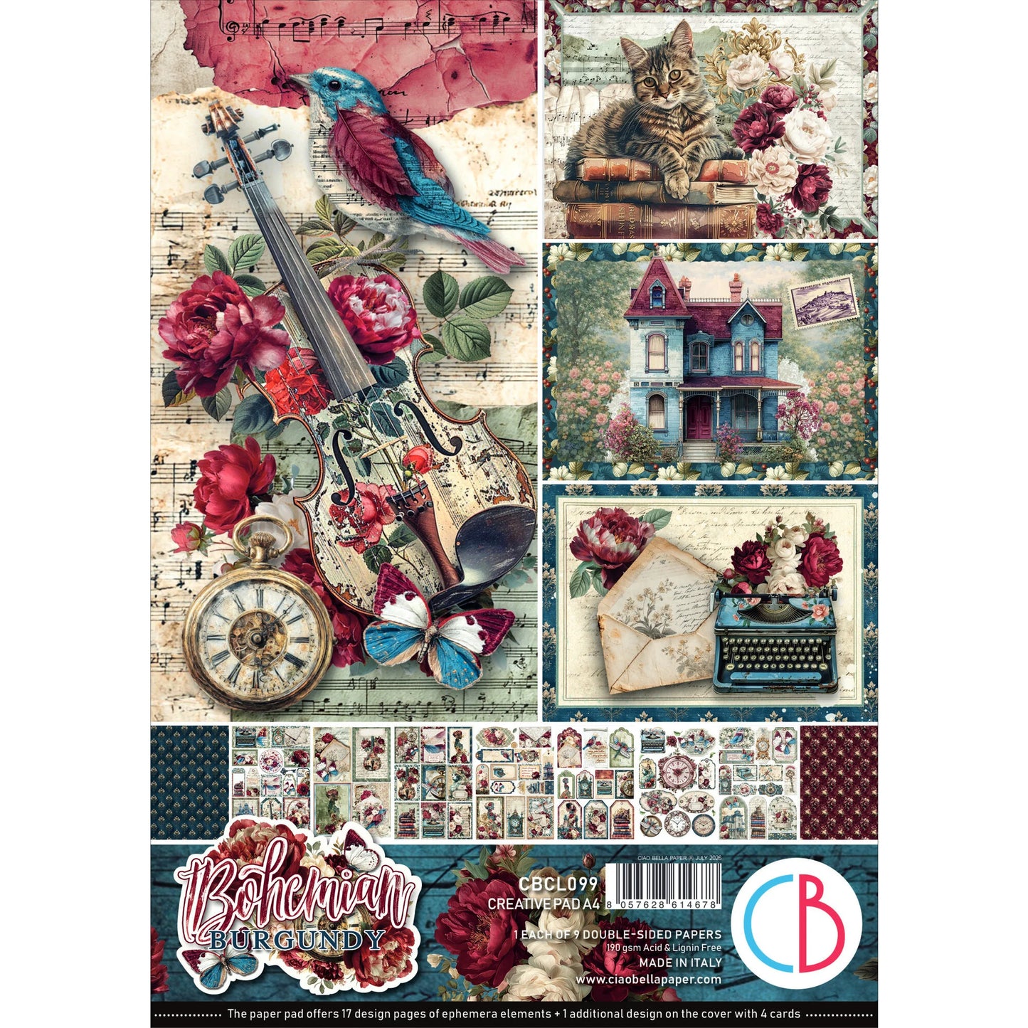 Ciao Bella, Bohemian Burgundy creative A4 pad