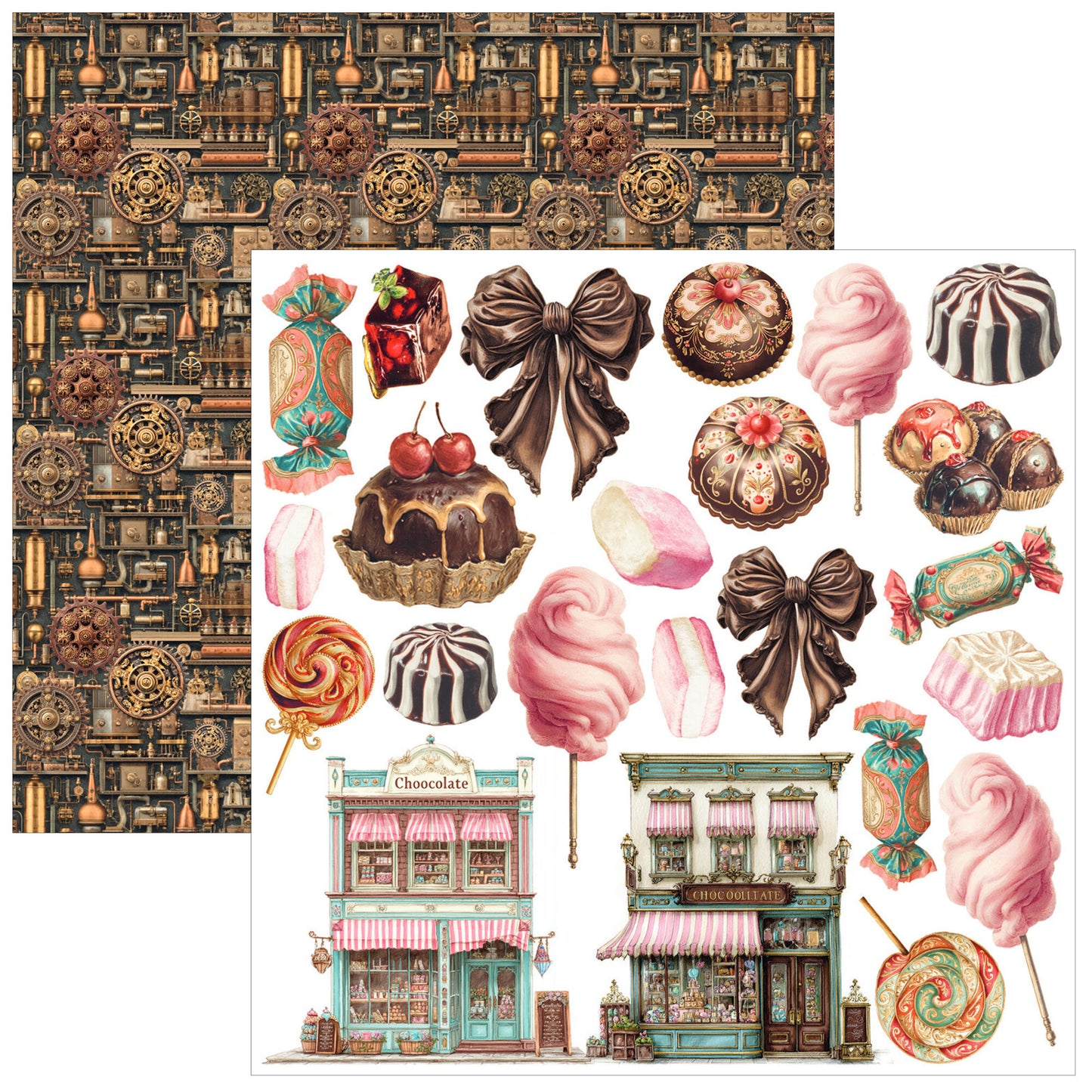 Ciao Bella Chocolate Factory fussy cut paper