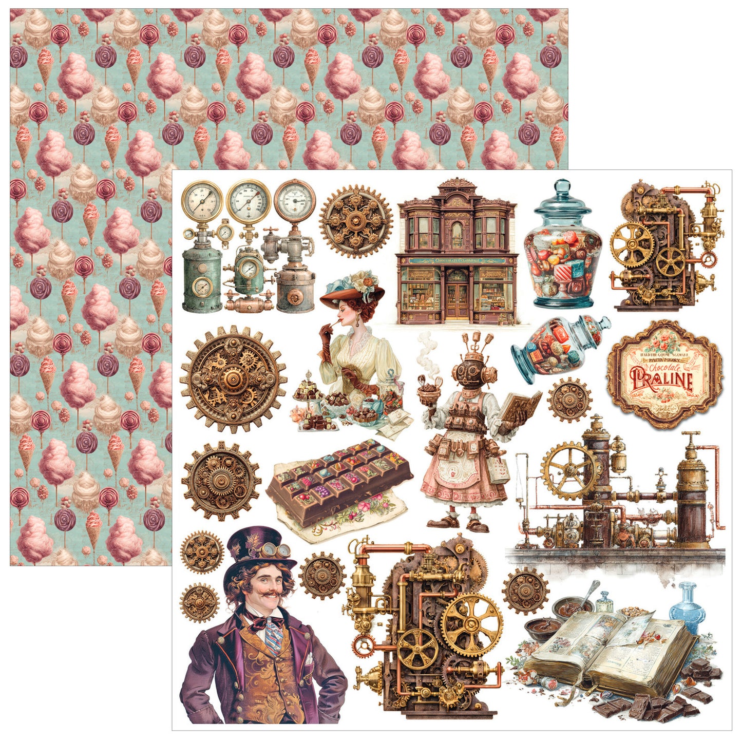 Ciao Bella Chocolate Factory fussy cut paper