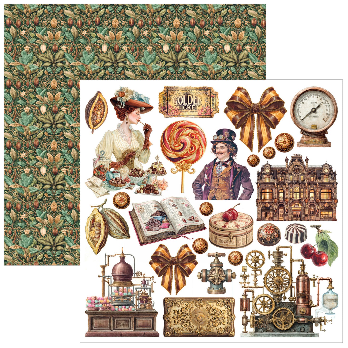 Ciao Bella Chocolate Factory fussy cut paper