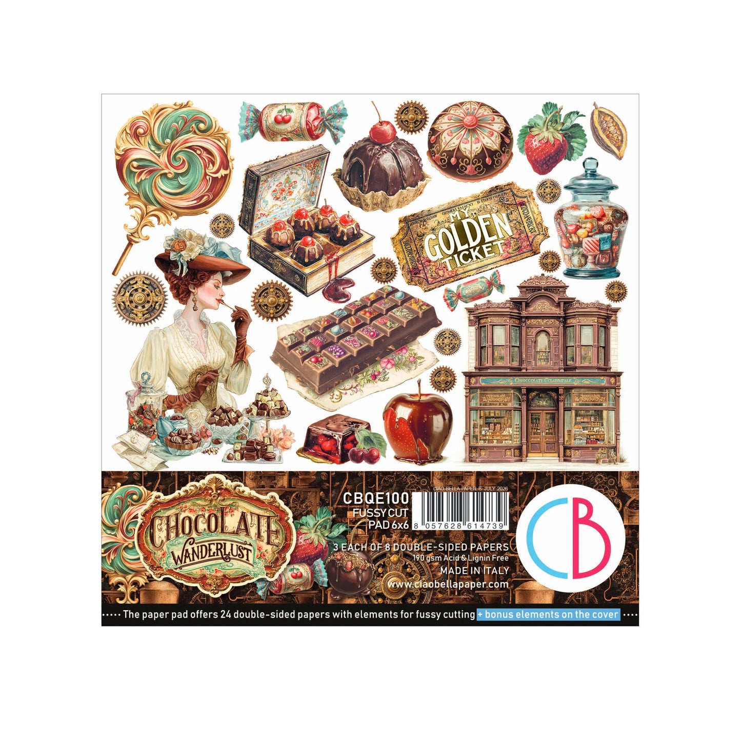 Ciao Bella Chocolate Factory fussy cut paper