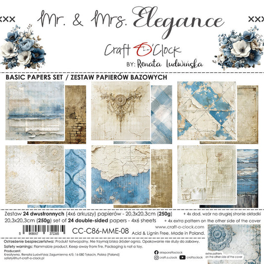 Craft o' clock - Mr. & Mrs. Elegance 8x8 Inch Basic Paper Set by Renata Ludwinska