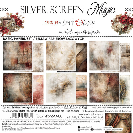 Craft o' clock - Silver Screen Magic 8x8 Inch Basic Paper Set by Katarzyna Kedzierska