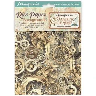 Stamperia - Gardens of Time - Mini Rice Paper Backgrounds 8 pcs