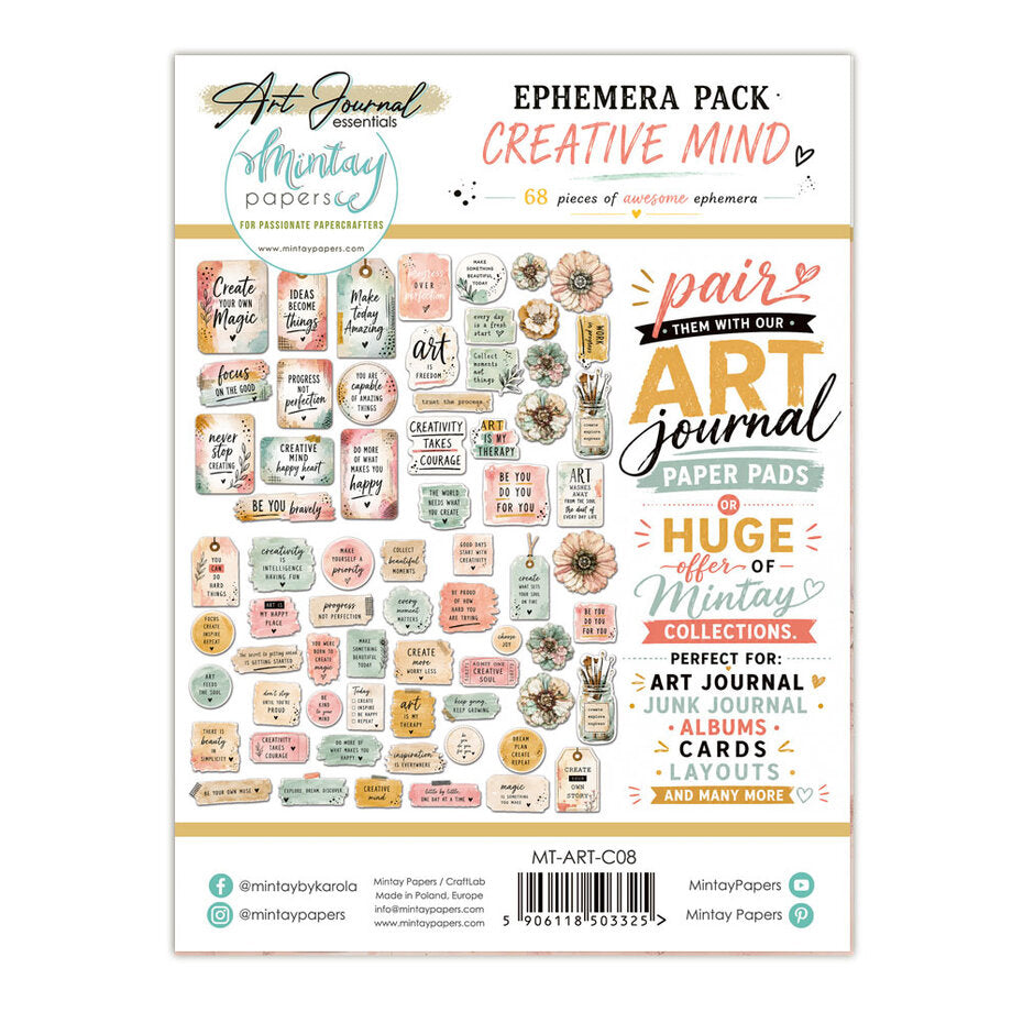 Mintay Papers - Art Journal Ephemera Pack Creative Mind