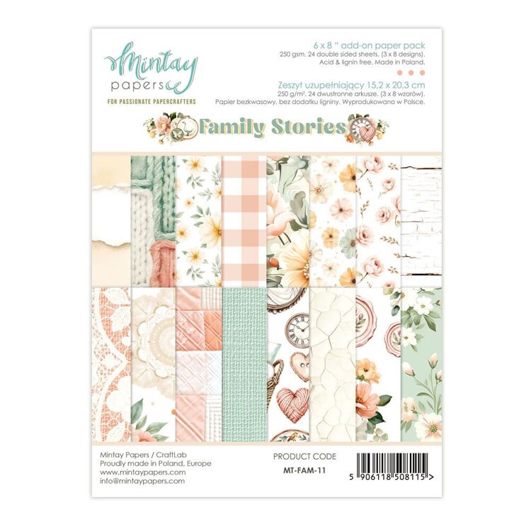 Mintay Papers - Family Stories - 6x8 add-on paper pack