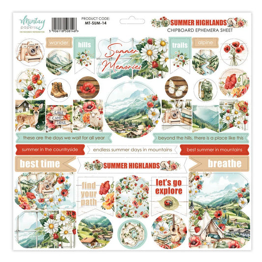 Mintay Papers - Summer Highlands -Chipboard Ephemera Sheet