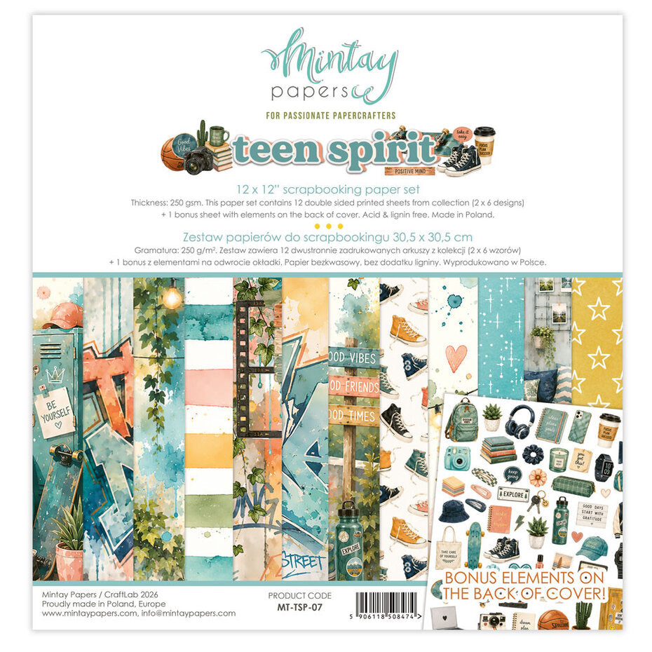 Mintay Papers - Teen Spirit 12x12 Inch Scrapbooking Paper Set