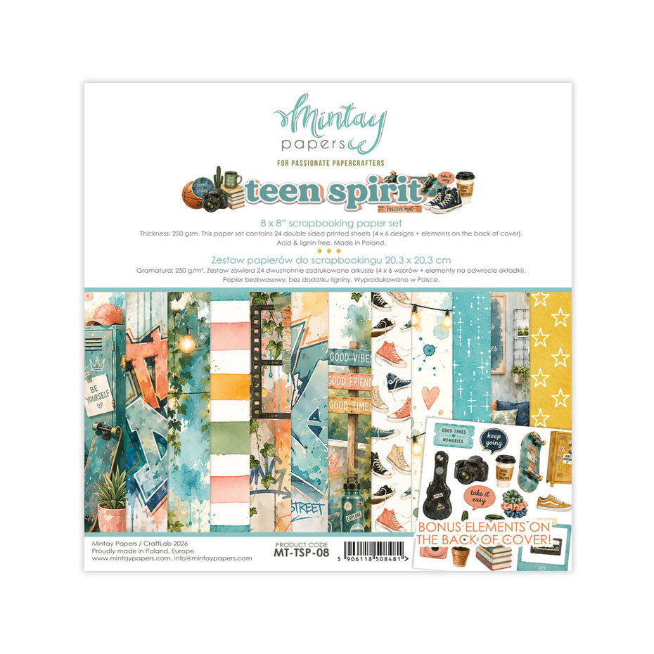 Mintay Papers - Teen Spirit 8x8 Inch Scrapbooking Paper Set