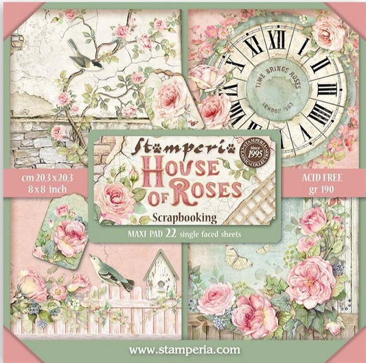 Stamperia -  House of Roses Maxi Pad 8x8 inch single faced