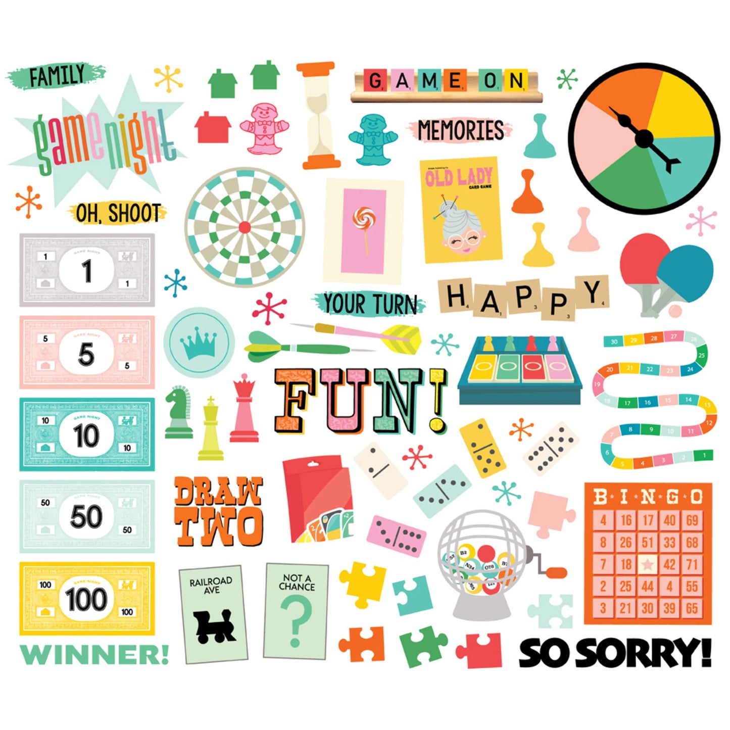 Simple Stories Game night embellishments